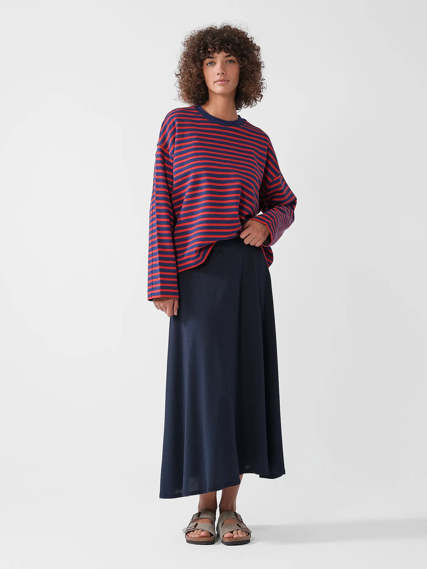 ARMEDANGELS | Sweater Oversized Fit FRANKAA  STRIPES | rot